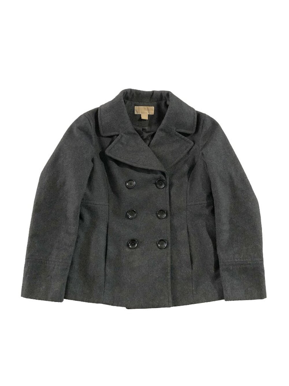 Michael Kors Pea Coat Womens M Charcoal Gray Wool Blend Double Breasted